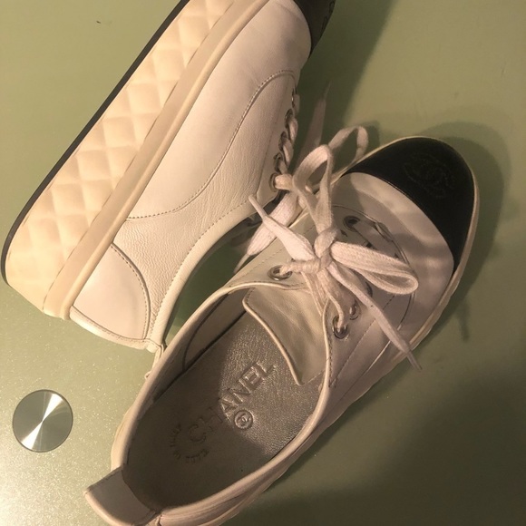 Shoes - CHANEL quilted platform black cap to sneakers​​
